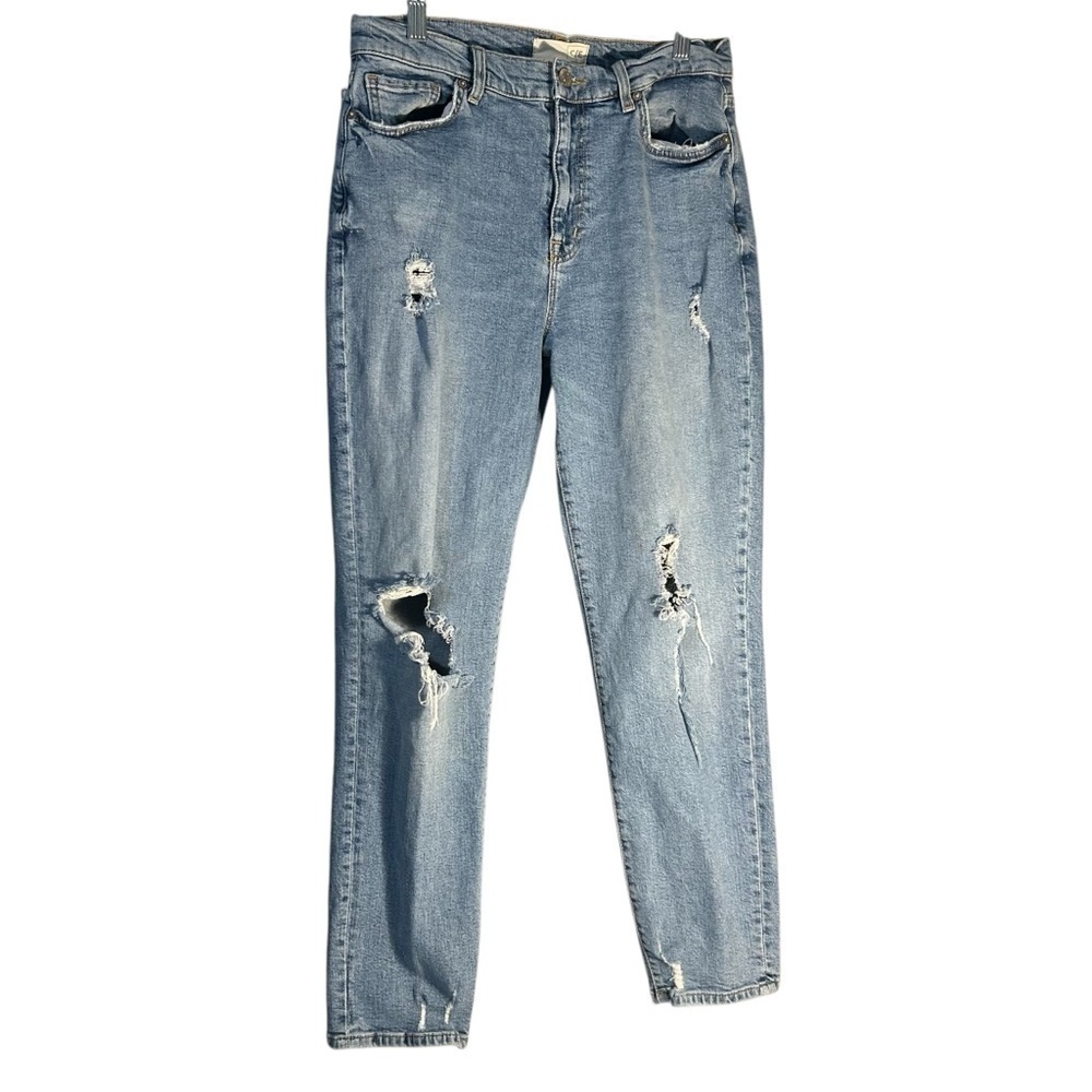Current Elliott Distressed Straight Leg Jeans Sz 28